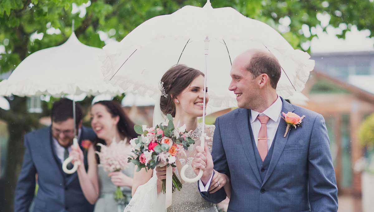 Lisbeth Ivory Wedding Umbrella with Flounce Frill
