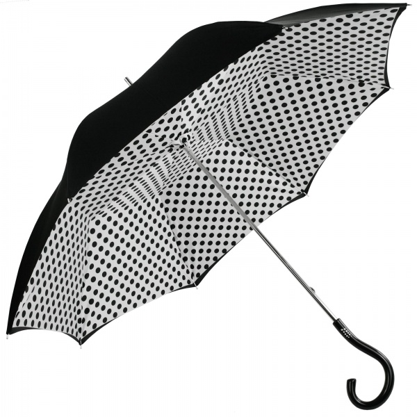 Fantasia Black & White Polka Dot Satin Luxury Umbrella by Pasotti
