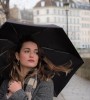 Black Folding Compact Umbrella by Anatole of Paris - JANE