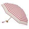 Sorbet Pink Striped Folding Compact Umbrella by Anatole of Paris - MARCELLE