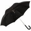 Luxury Gents Jacquard Camo Umbrella with Ribbed Leather Handle by Pasotti