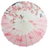 Premium Chinese Nylon Silk Bamboo Parasol - Pink Cherry Blossom