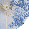 Premium Chinese Nylon Silk Bamboo Parasol - Blue Birds Floral Bloom