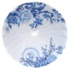 Premium Chinese Nylon Silk Bamboo Parasol - Blue Birds Floral Bloom