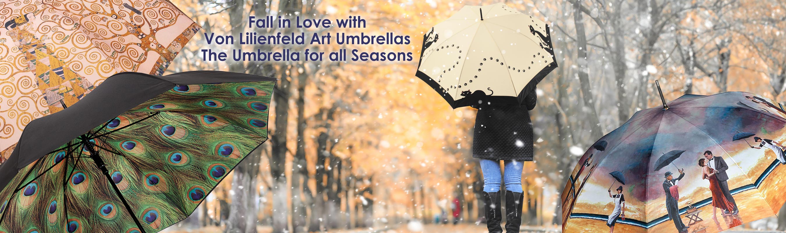 Fall in Love with Von Lilienfeld Umbrellas - The Umbrella for all Seasons - available now at Brolliesgalore