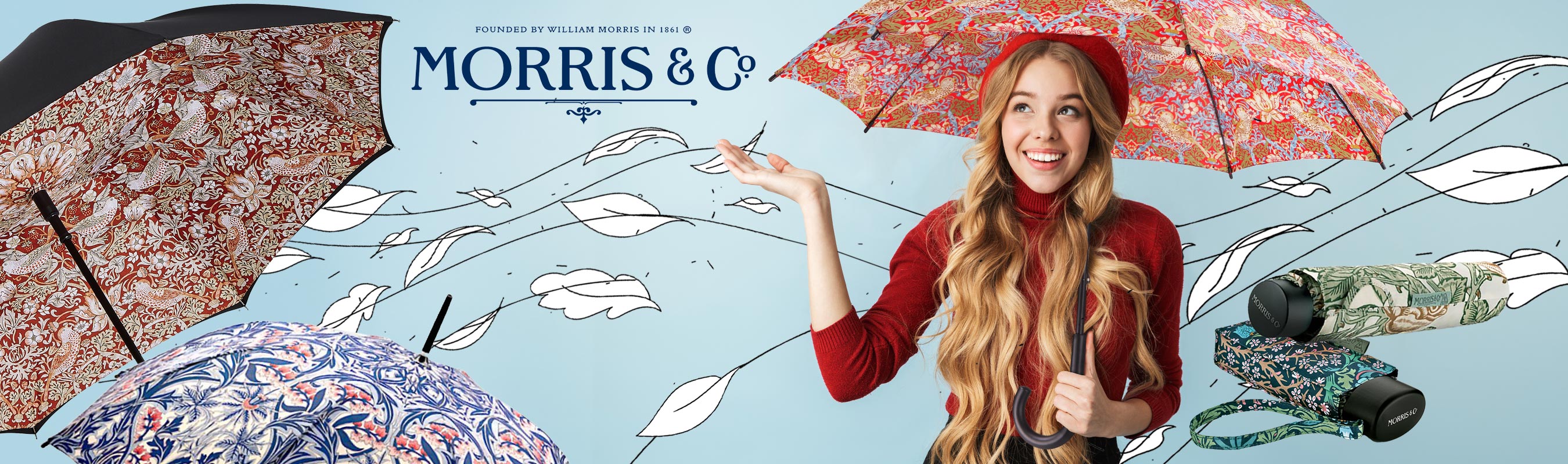 We have you covered come rain or shine with the classic designs from Morris & Co umbrellas, now available at Brolliesgalore!