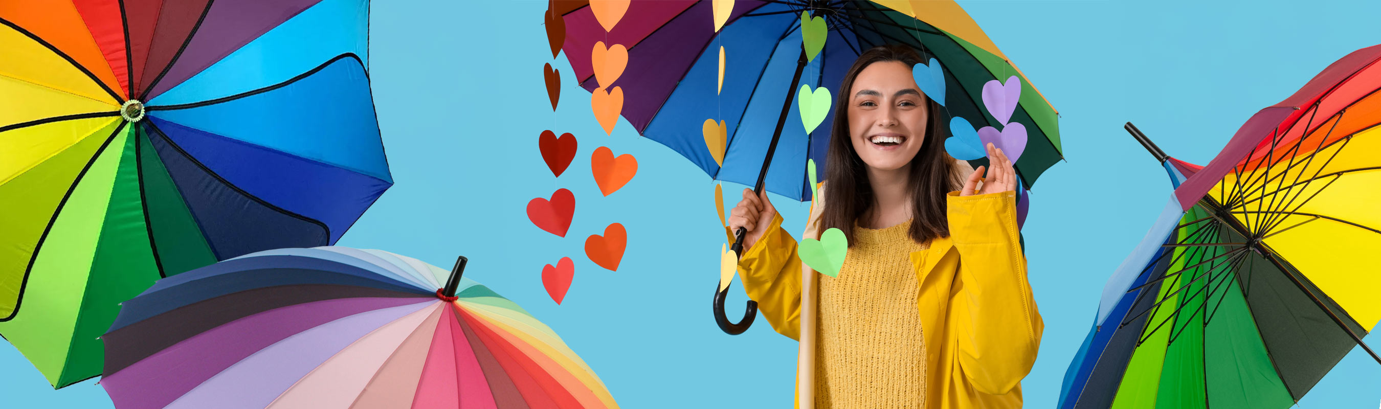 Fall in Love with our Rainbow Umbrellas - The Umbrella for all Seasons - available now at Brolliesgalore