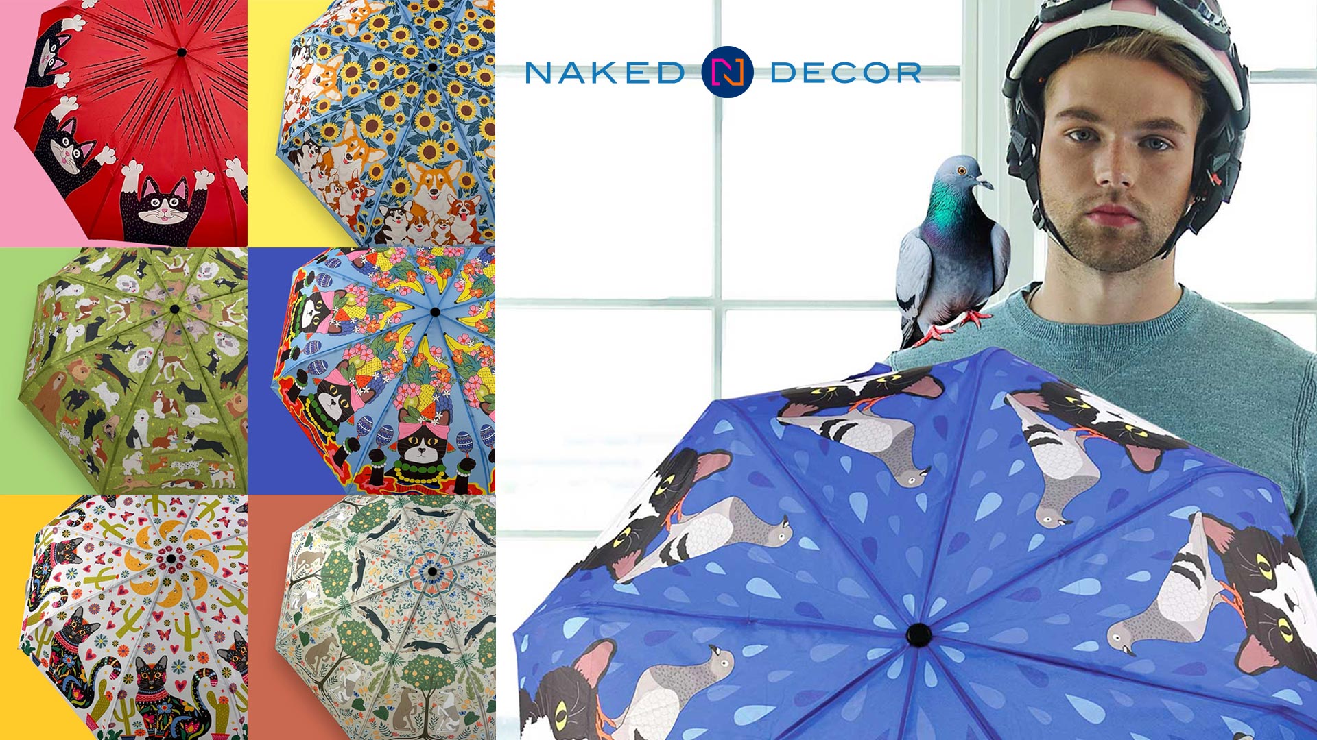 Stay Purr-fectly Dry or Fetching in the Rain with Naked Dcor Cat and Dog Folding Umbrellas!