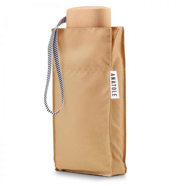 Beige Folding Compact Umbrella by Anatole of Paris - CAMILLE