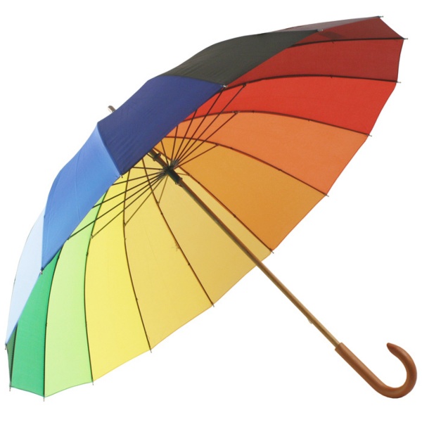Ex-Hire Rainbow Umbrella with Wooden Crook Handle by Falcone