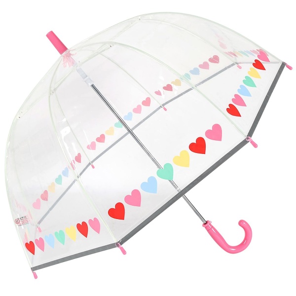 Susino Children's See-Through Dome Umbrella - Heart Print Border